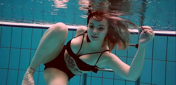  Big tits brunette babe Dashka swimming underwater